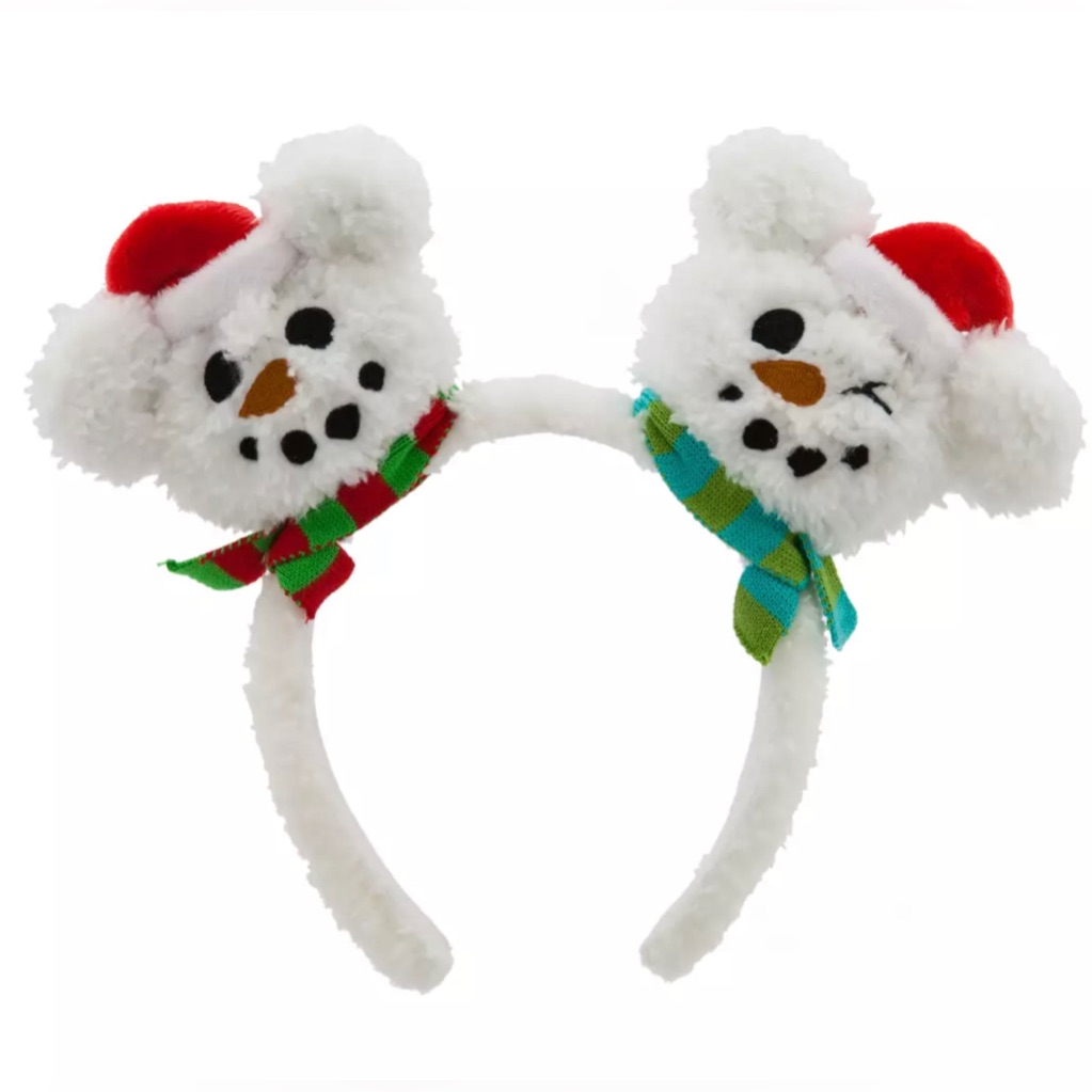 Disney Parks Mickey Mouse Fuzzy Holiday Christmas Ear Headband Snowman